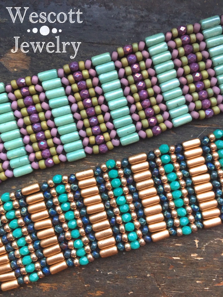 Art Deco Chevron Peyote Stitch Beaded Bracelet Kit Kit and 
